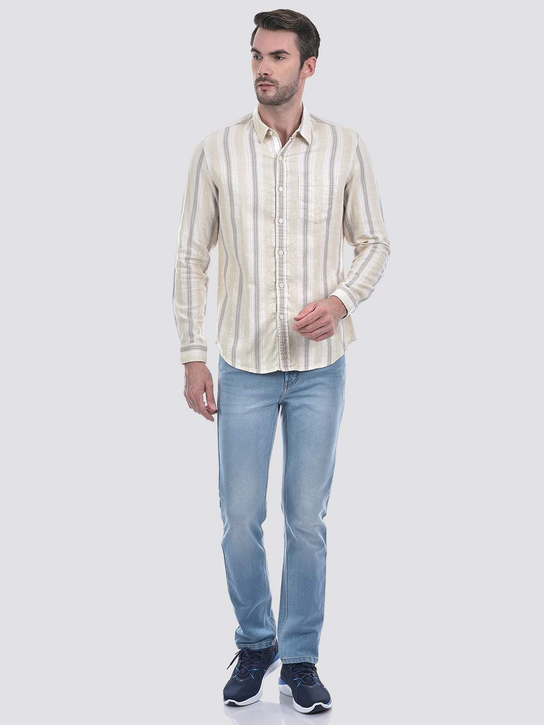 Numero Uno Men Striped White Shirt